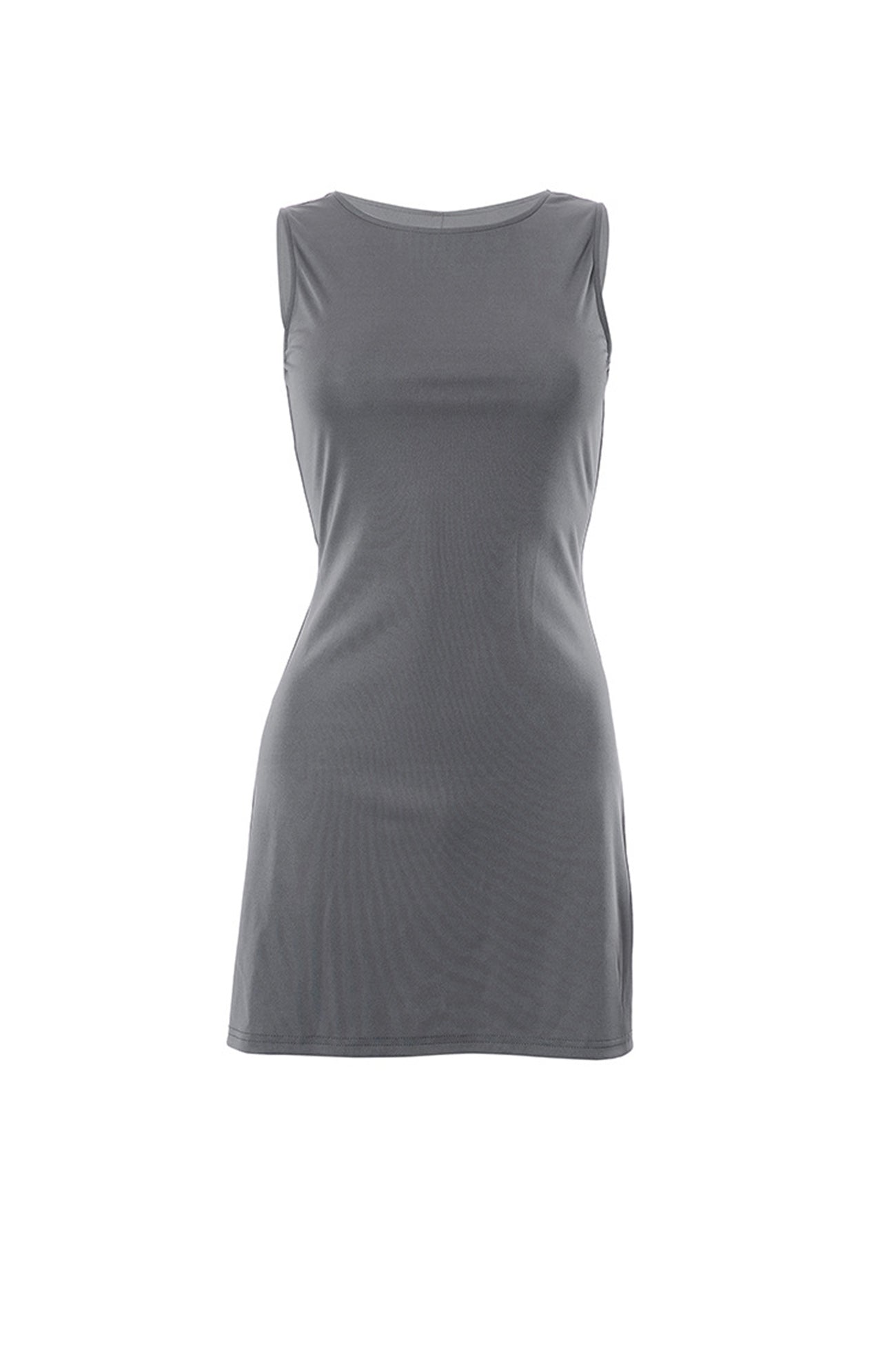 Grey Crew Neck Pack Hip Tank Dress InsStreet