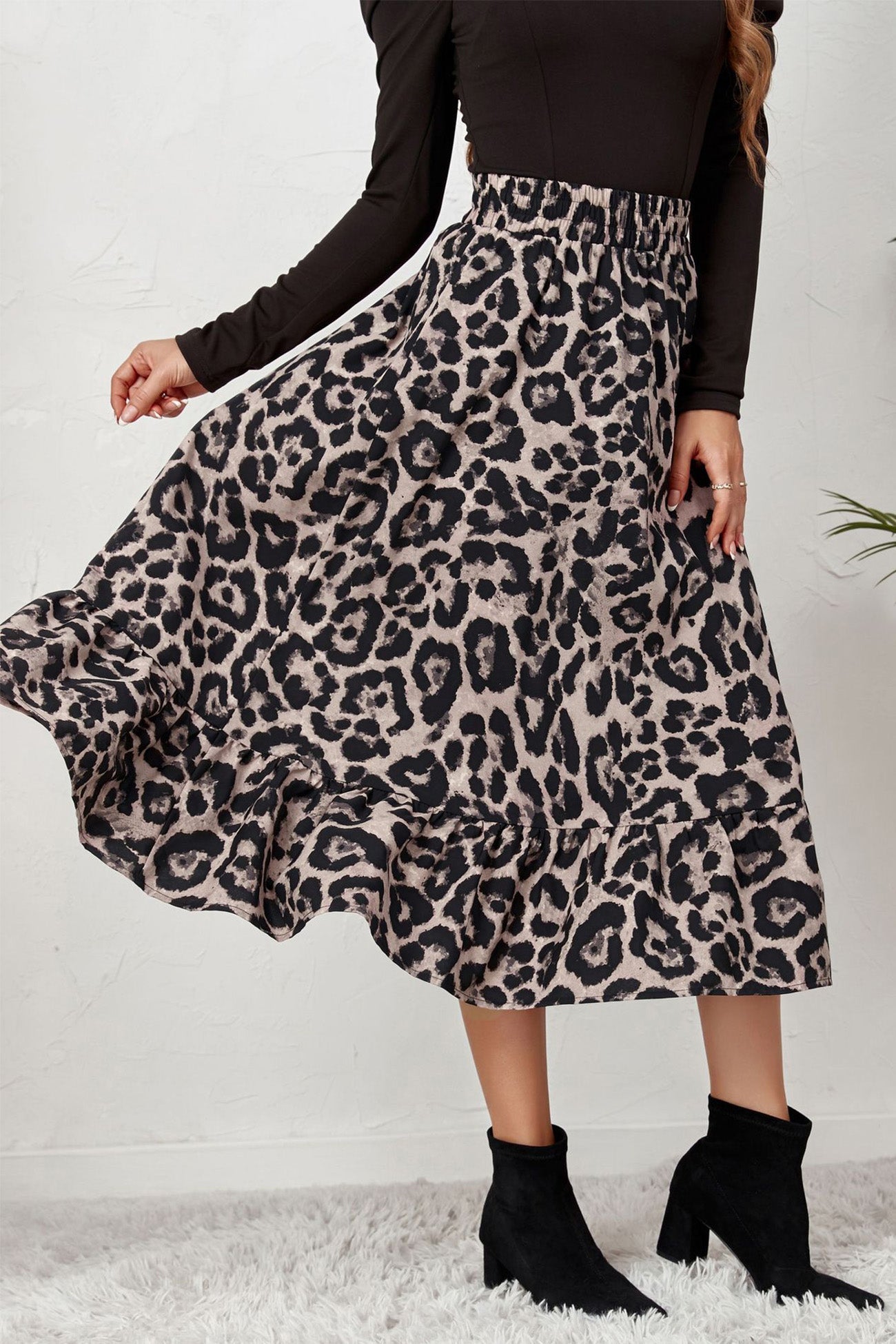 Leopard Print Pleated High Waist Skirt InsStreet