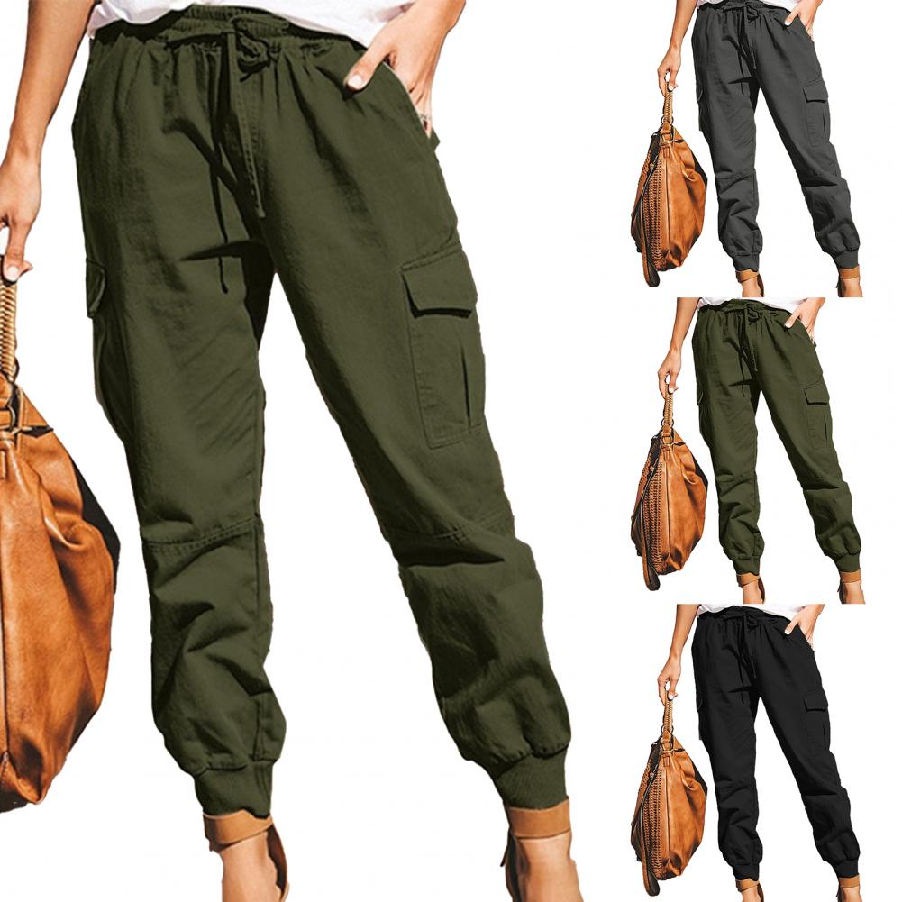 Pockets Ankle Tied Trousers Office Women Pants InsStreet