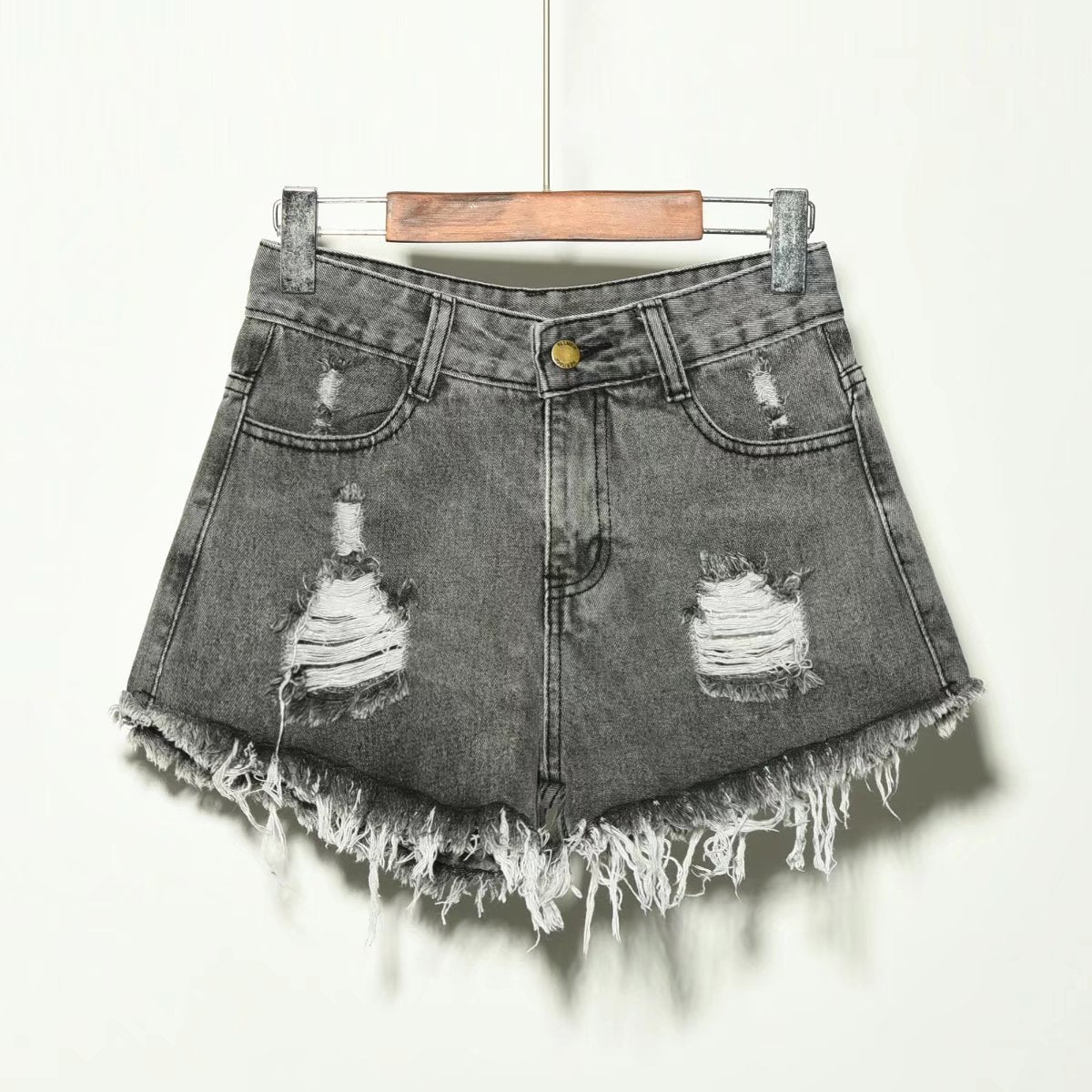 Hole Irregular Large Size Denim Shorts InsStreet