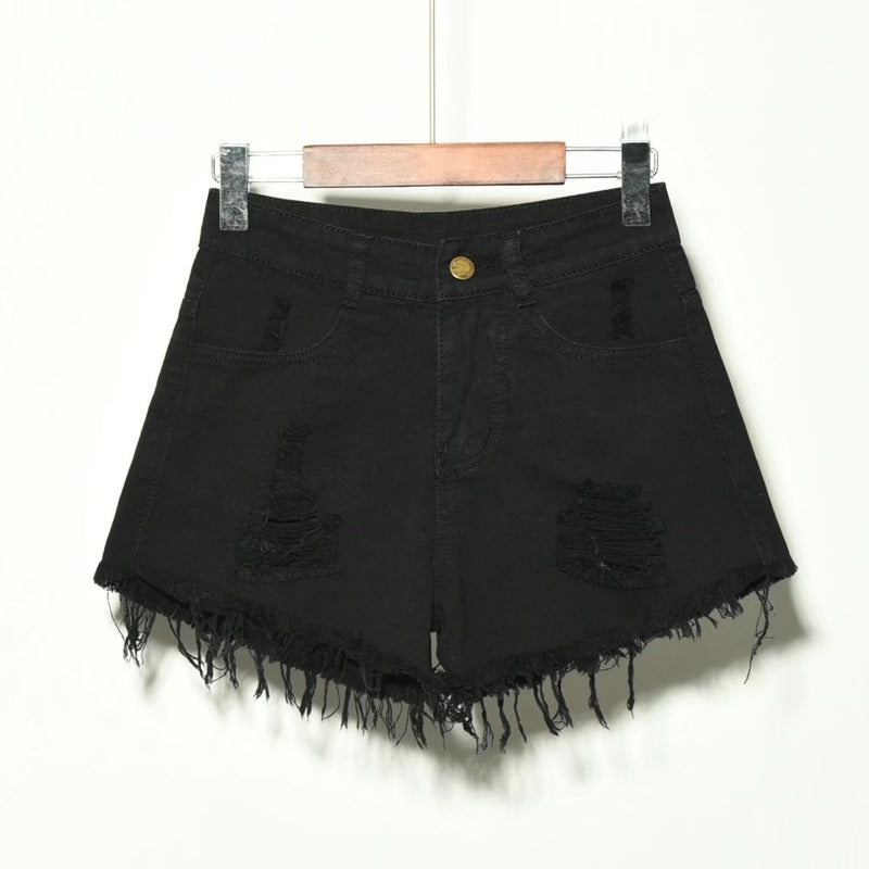 Hole Irregular Large Size Denim Shorts InsStreet