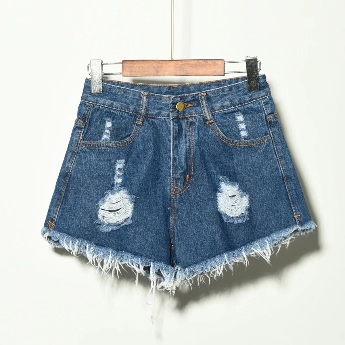 Hole Irregular Large Size Denim Shorts InsStreet