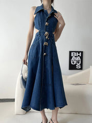 Out Denim Maxi Dress InsStreet