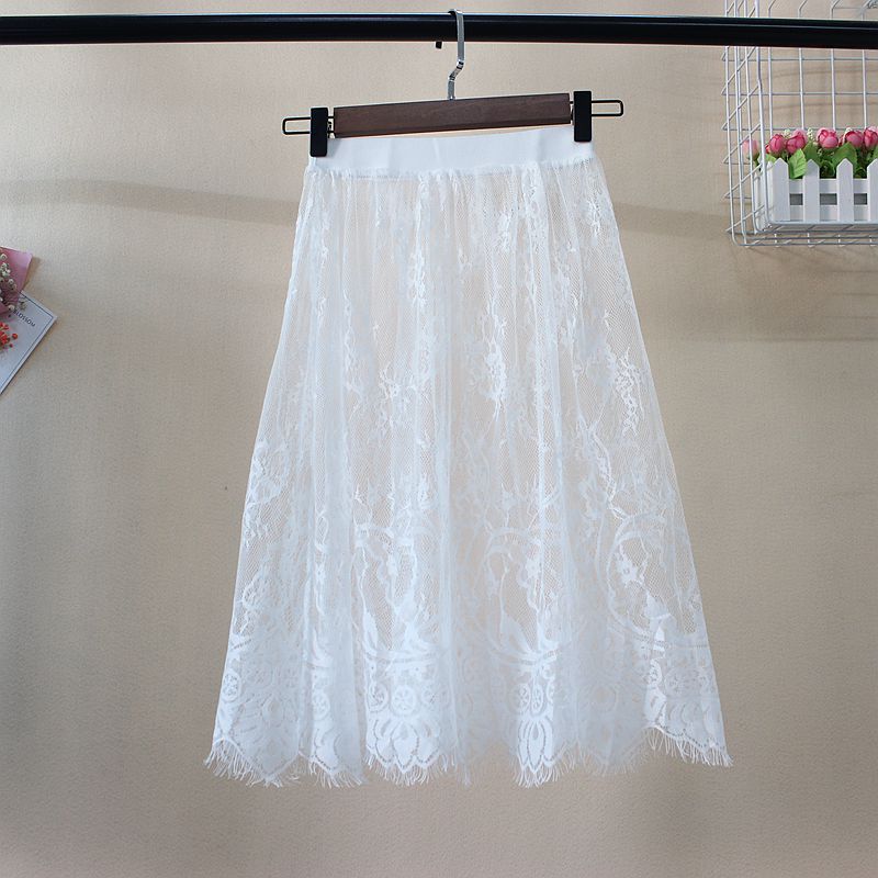 Fashion Solid Casual Mesh Lace Skirts InsStreet