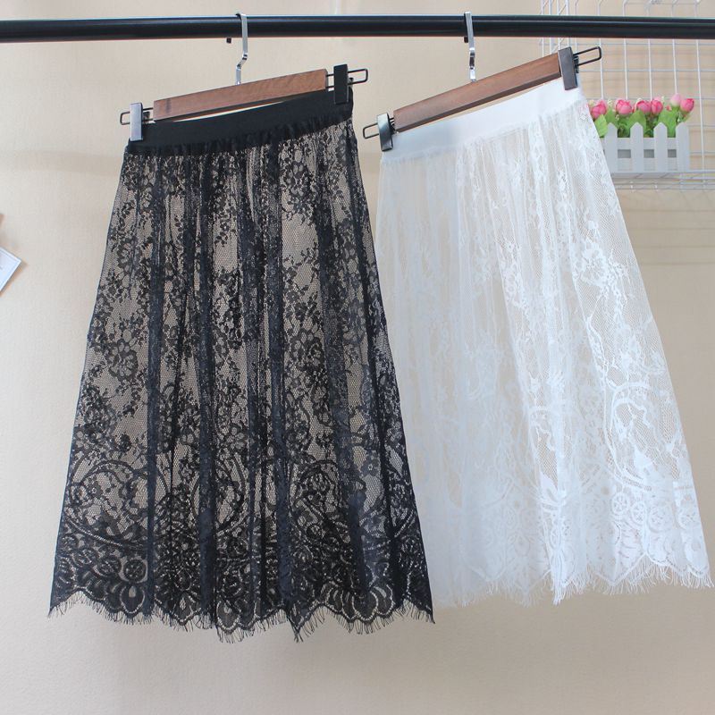 Fashion Solid Casual Mesh Lace Skirts InsStreet