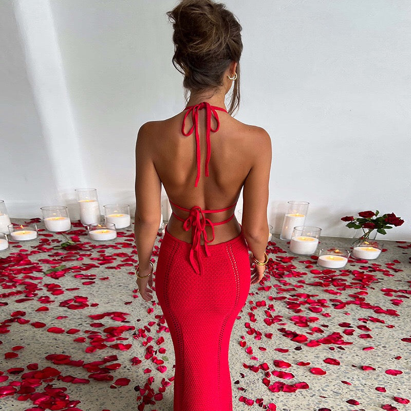 Sexy Backless Wrap Charming Chest Midi Dress InsStreet