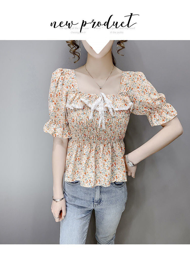 Breathe It In Floral Ruffle Crop Blouse Ins Street