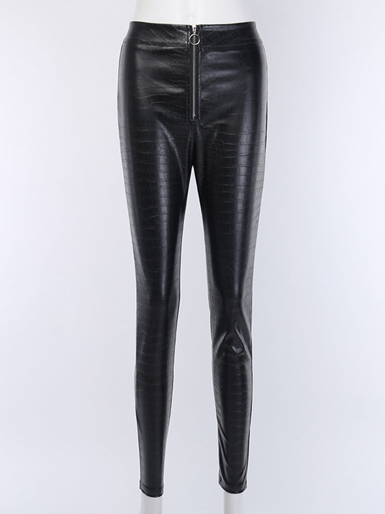 Elegant High Waist Faux Leather Pants InsStreet