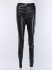 Elegant High Waist Faux Leather Pants InsStreet