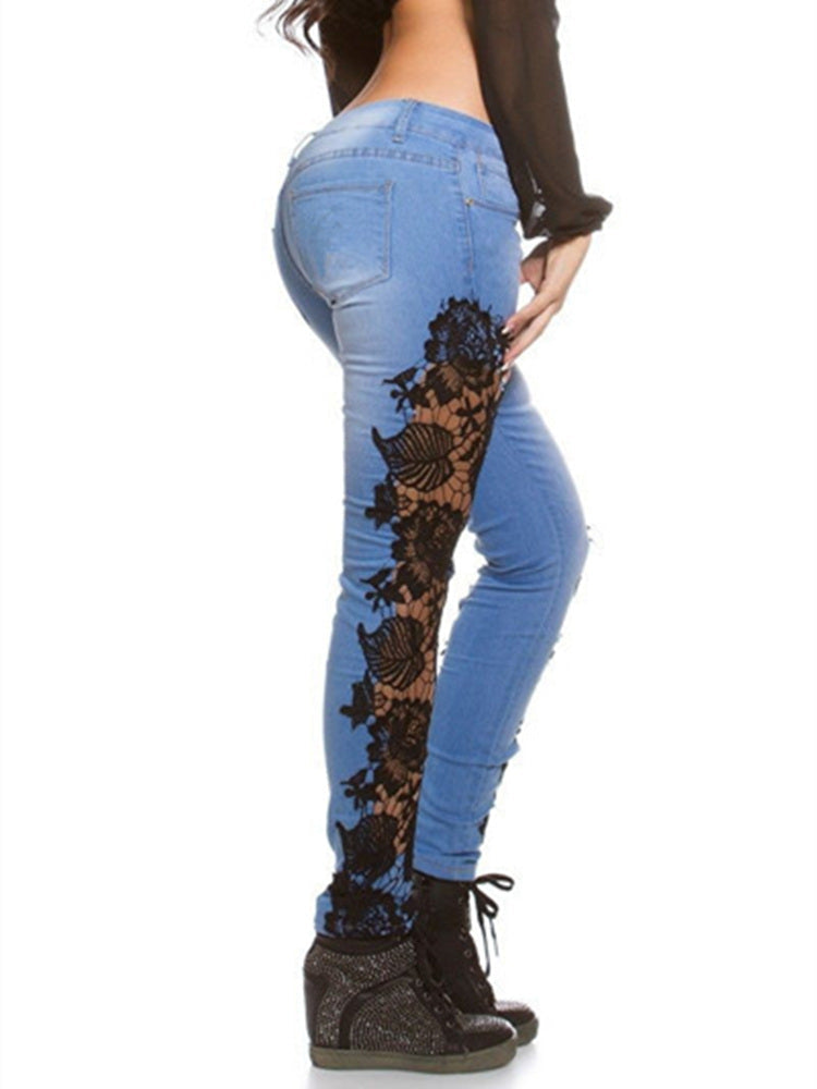 Lace Floral Crochet Hollow-Out Jeans InsStreet