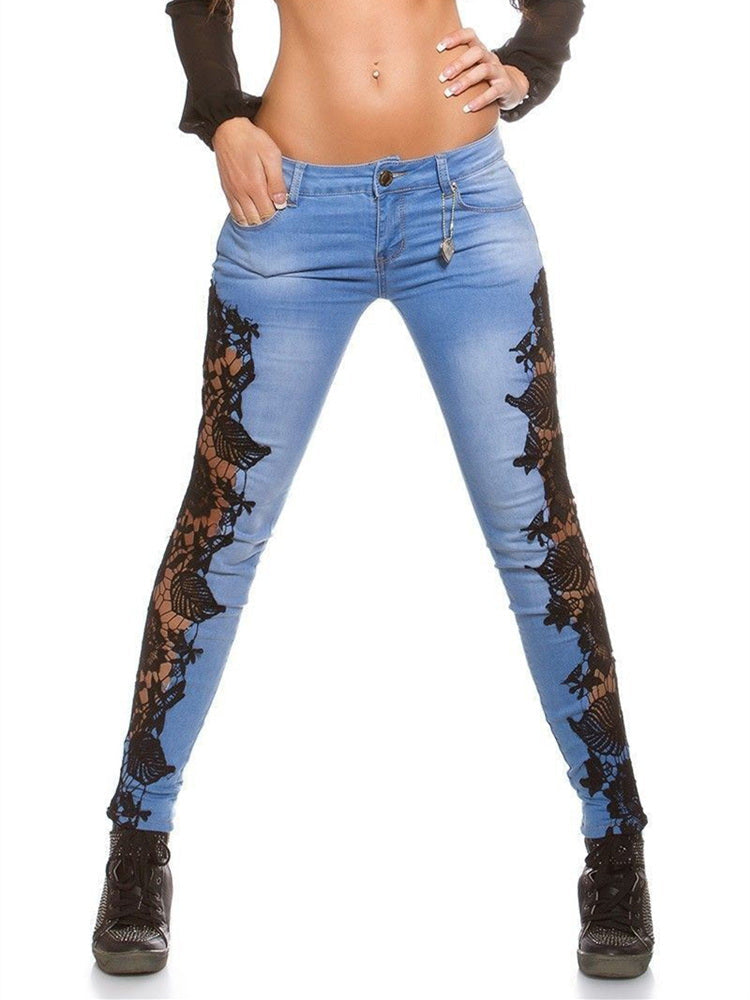 Lace Floral Crochet Hollow-Out Jeans InsStreet