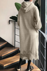 Hoodie Dress with Lace Hem InsStreet