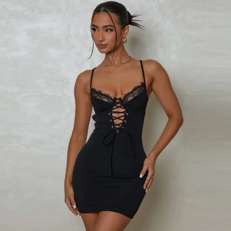 Lace Backless Bandage Mini Dress InsStreet