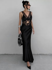 Lace V Neck Evening Fashion Maxi Dress InsStreet