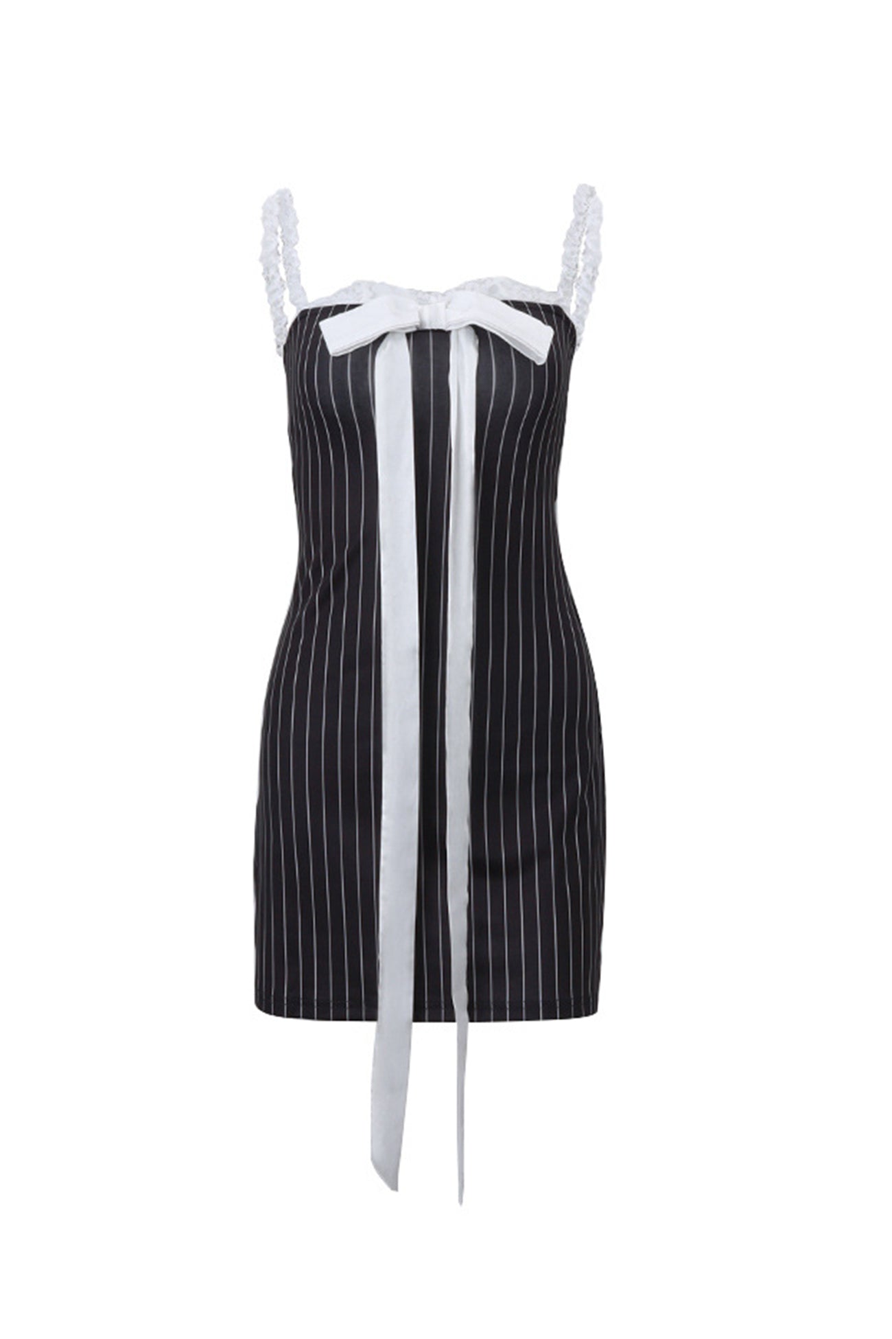 Striped Cami Dress with Lace Straps and Bow-tie InsStreet