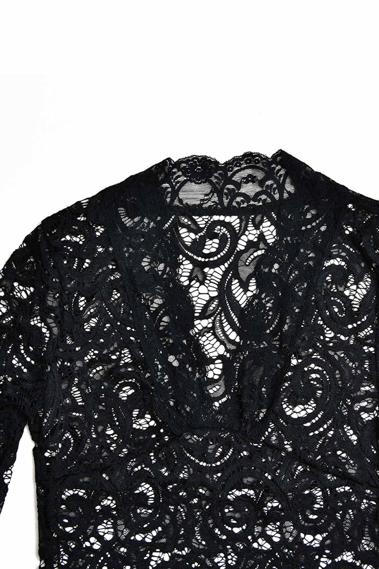 V Neck Lace Flare Sleeve Dress InsStreet