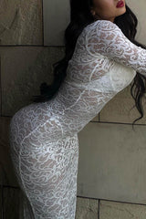 V Neck Lace Flare Sleeve Dress InsStreet