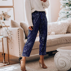 High Waist Sequin Long Pants InsStreet