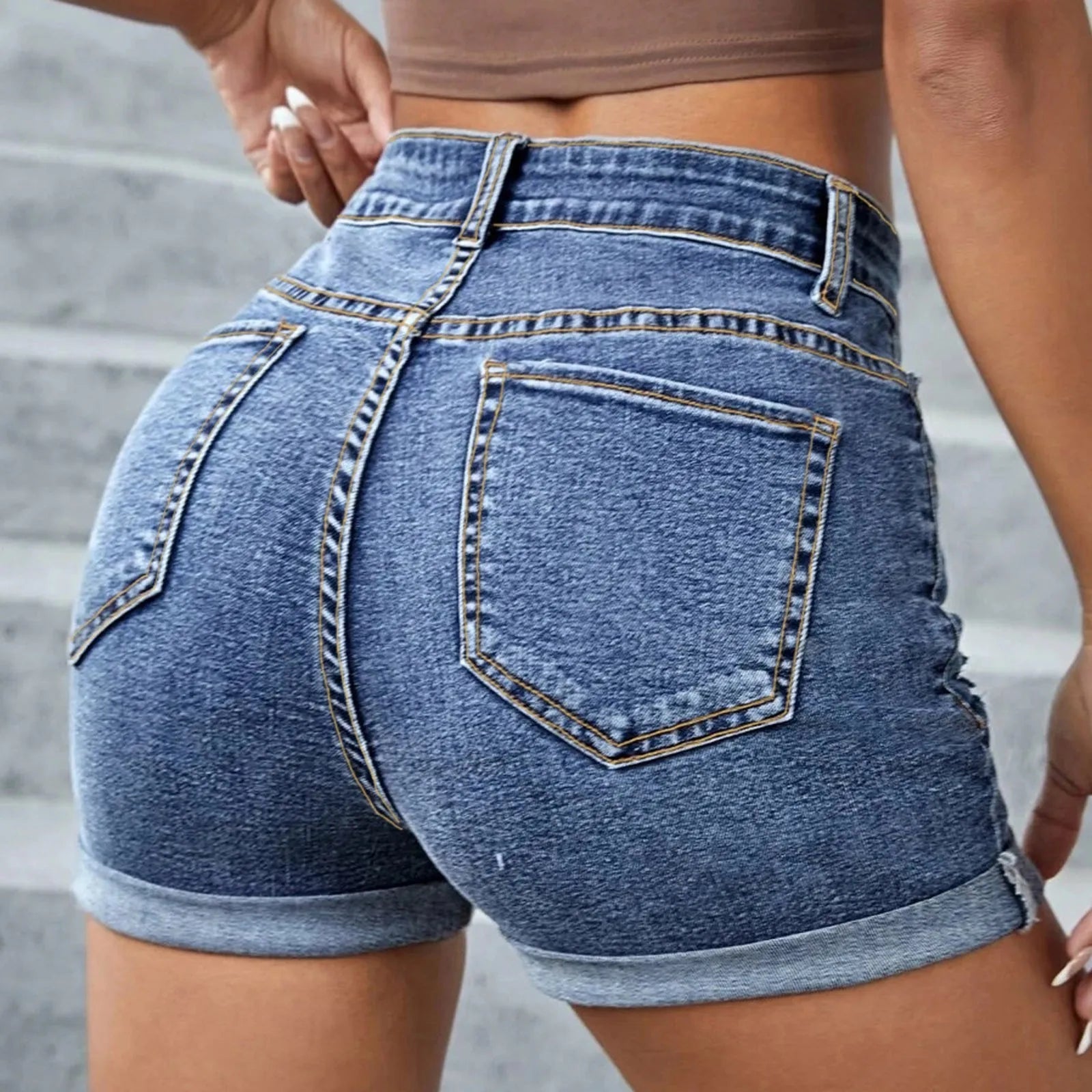 Size Sexy Ripped Denim Stretchy Jean With Pockets Short InsStreet