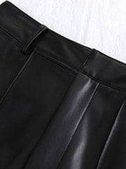 Long Black Soft Pu Leather Pants InsStreet