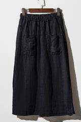 Solid Linen Midi Skirt with Pockets InsStreet