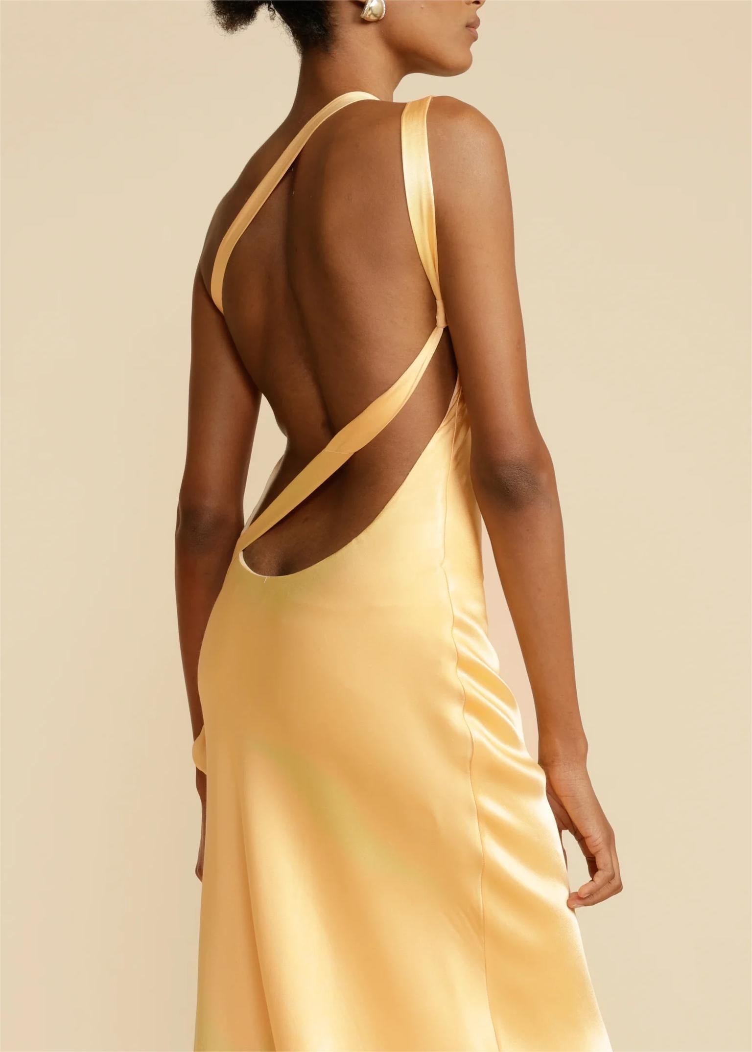 Moonlit Soiree Satin Asymmetrical One Trendy Shouder Backless Strap Maxi Dress InsStreet