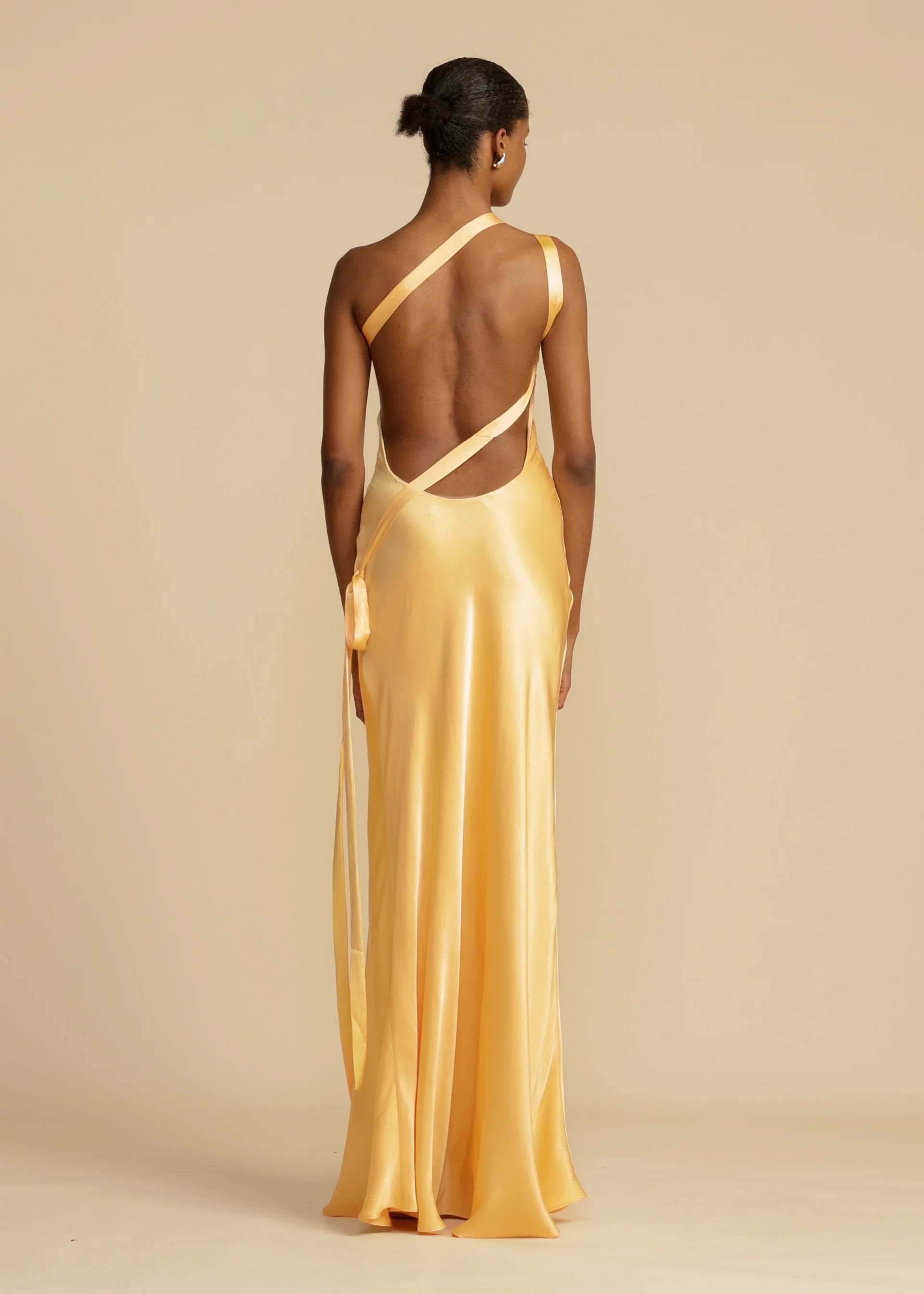 Moonlit Soiree Satin Asymmetrical One Trendy Shouder Backless Strap Maxi Dress InsStreet