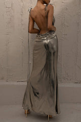 Mental Coating Tie-straps Backless Dress InsStreet