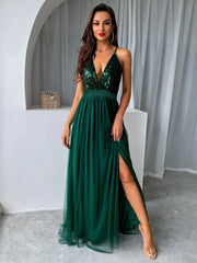 Mesh V-neck Maxi Dress InsStreet