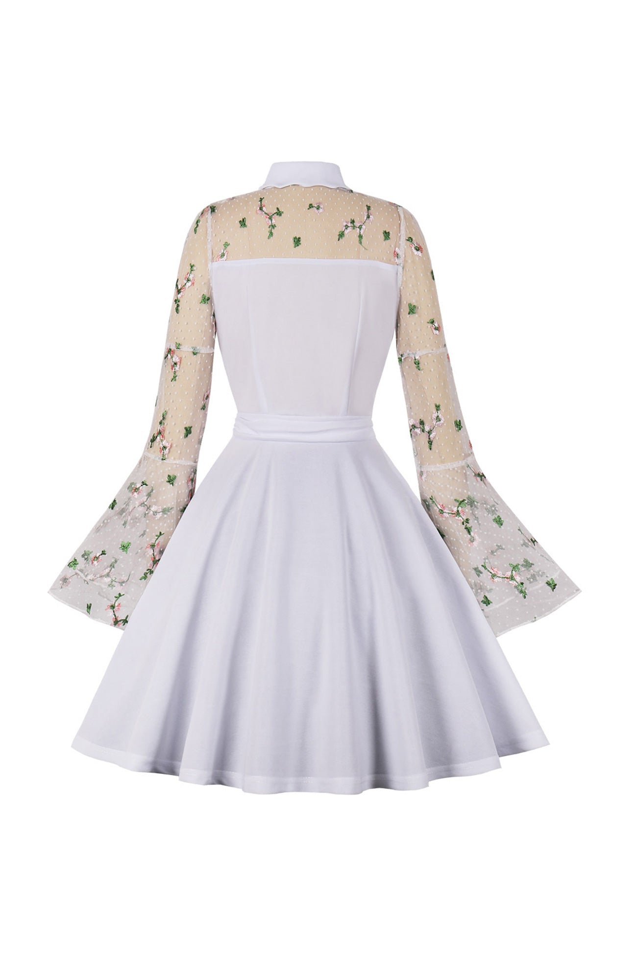 Vintage Dress with Mesh Embroidery and Flare Sleeves InsStreet