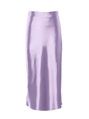 Solid Purple Satin Silk Skirt InsStreet