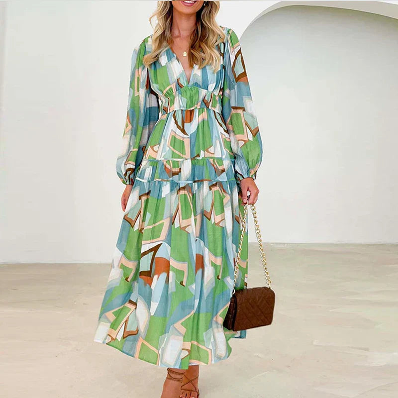 Autumn Long Sleeved Pleated Maxi Dress Boho Dress InsStreet