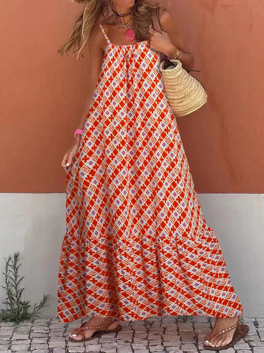 New Sleeveless Print Summer Spaghetti Strap Boho Dress InsStreet
