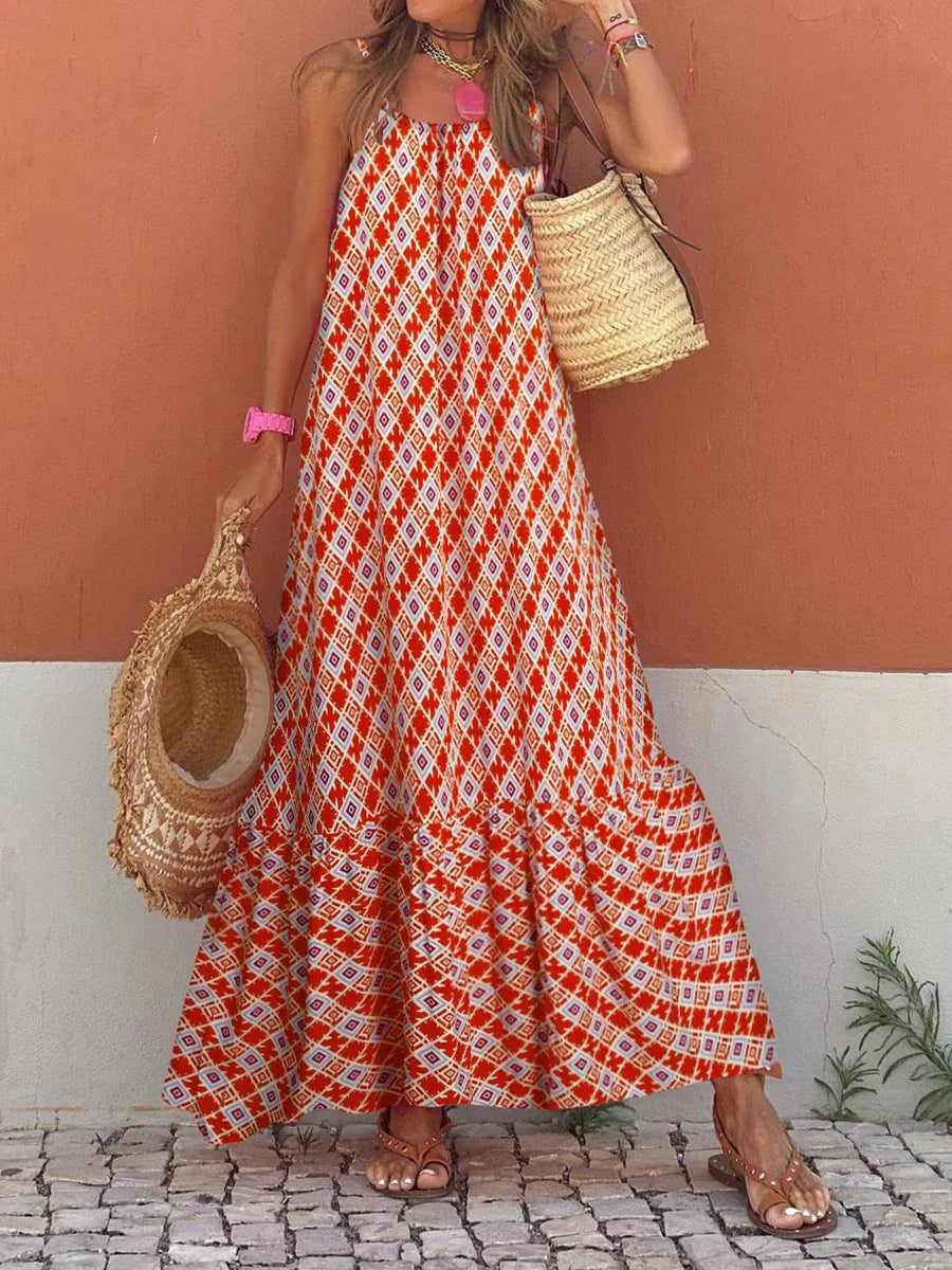 New Sleeveless Print Summer Spaghetti Strap Boho Dress InsStreet