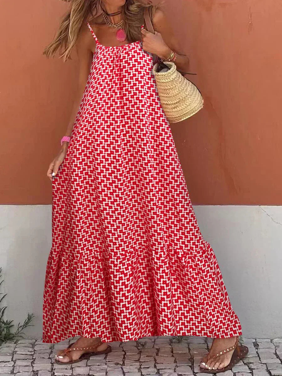 New Sleeveless Print Summer Spaghetti Strap Boho Dress InsStreet