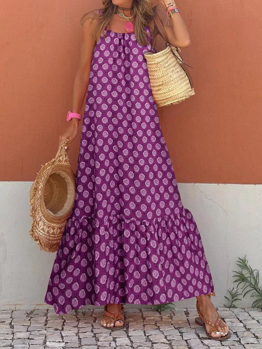 New Sleeveless Print Summer Spaghetti Strap Boho Dress InsStreet