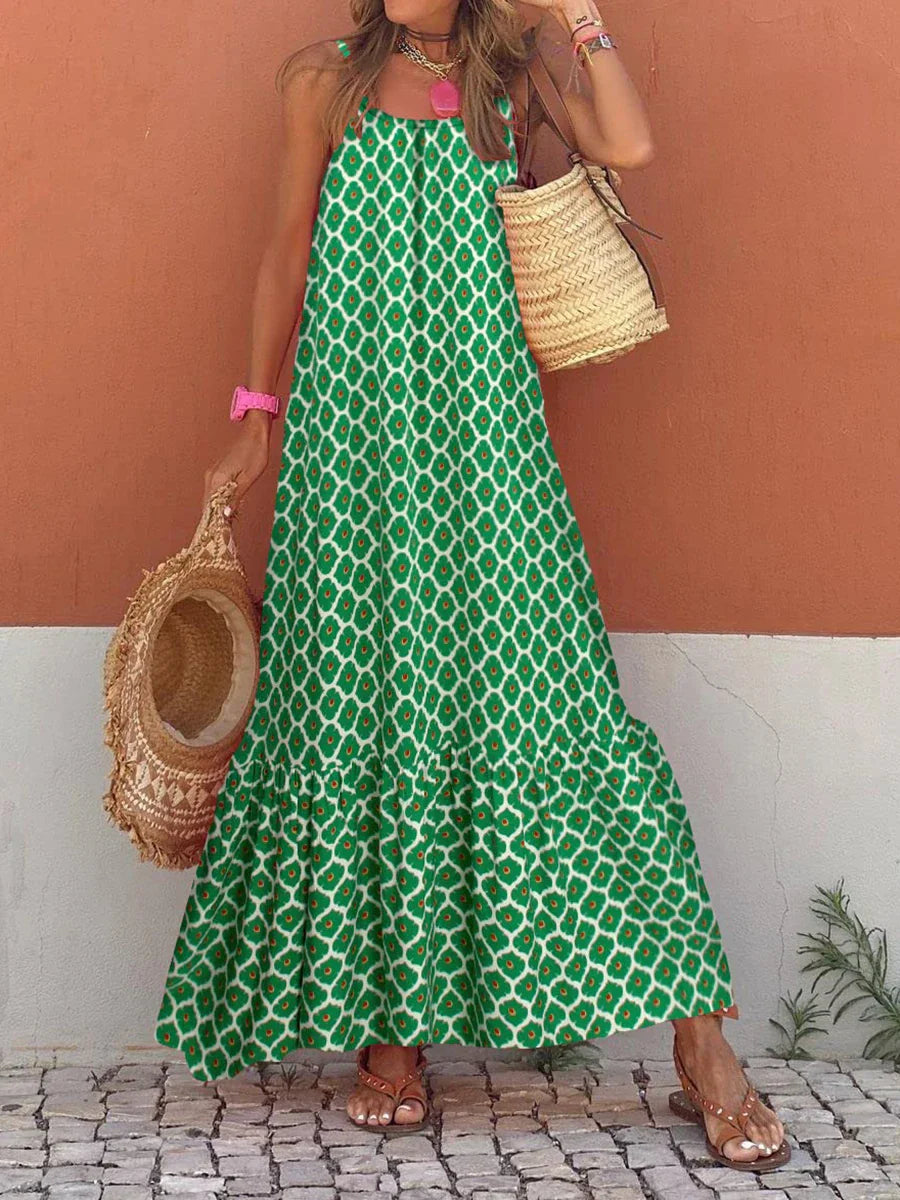 New Sleeveless Print Summer Spaghetti Strap Boho Dress InsStreet