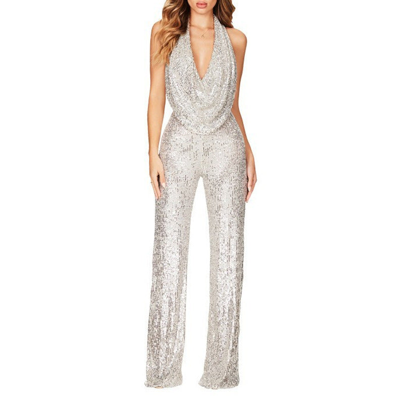 Dancing On Air Sequin Jumpsuit - Forest Green ON T-001