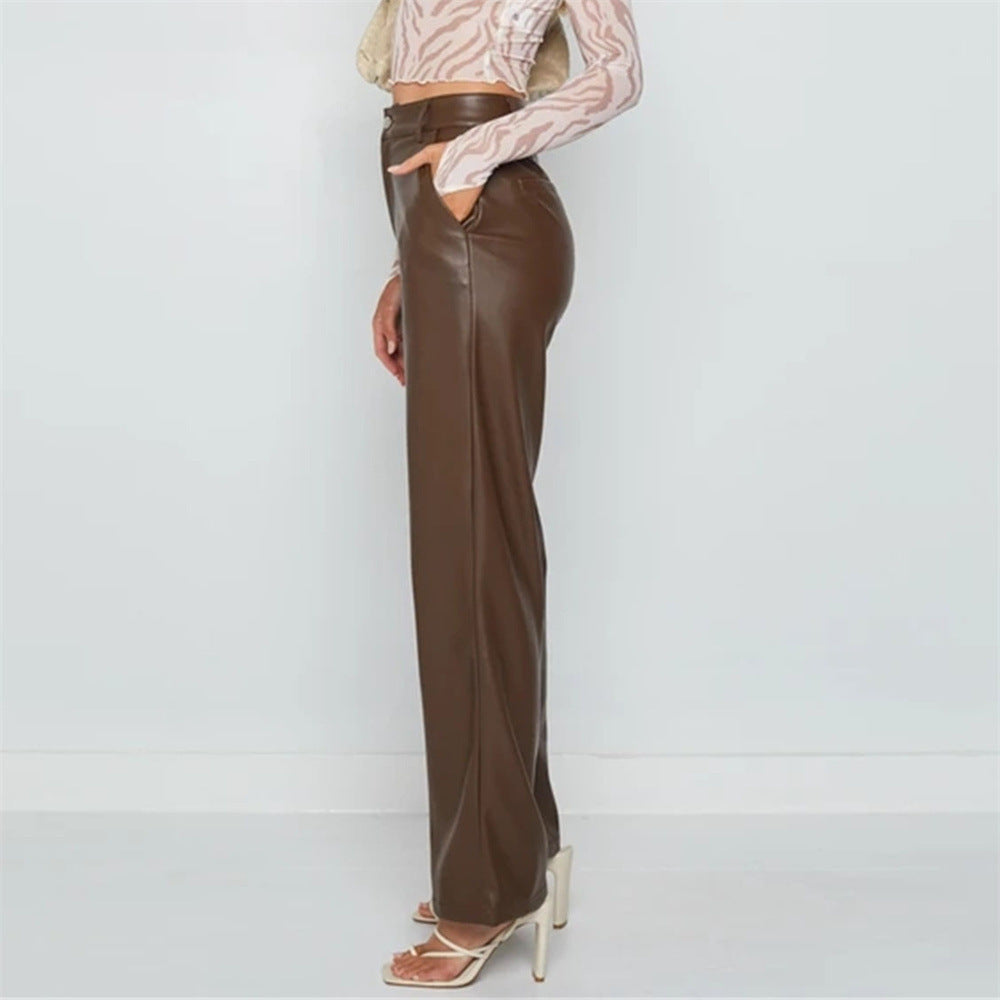 Meca High Rise Faux Leather Pants - Wine Ins Street