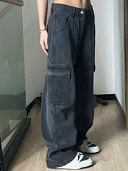 Straight High Waist Vintage Cargo Trousers InsStreet