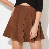 Hazelnut Button Down Corduroy Mini Skirt - Camel - FINAL SALE Ins Street