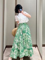 Velasquez Floral Maxi Skirt - Green SALT-001