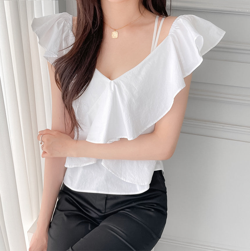 Aleah Printed Ruffle Babydoll Blouse - FINAL SALE ENDL-001