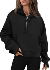 J Adore L Amour Cotton Pocketed Half Zip Pullover Ins Street