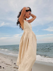 Crochet Cutie Stylish Linen Maxi Dress InsStreet