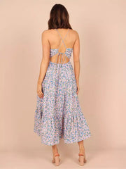 Rio Floral Tie Back Midi Dress Ins Street