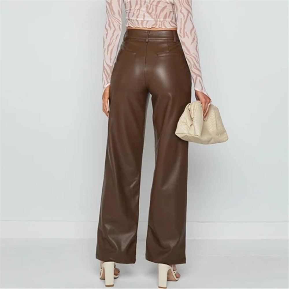 Meca High Rise Faux Leather Pants - Wine Ins Street