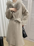 Frederica Pocketed Faux Fur Collar Coat Ins Street