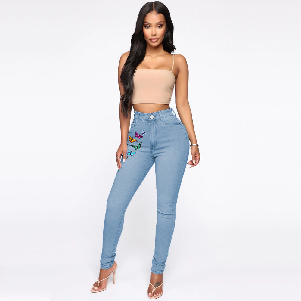 Nature's Angels Butterfly Mom Jeans - Medium Blue Wash Ins Street