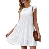 Baise Pocketed Tiered Mini Dress - Ivory InsStreet